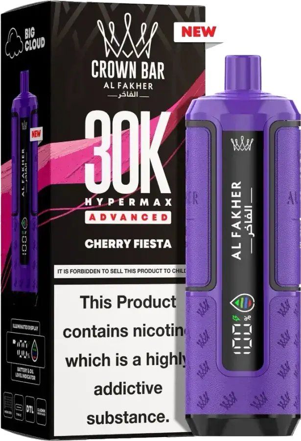 Puff rechargeable Al Fakher Crown Bar 30K Hyper Max Advanced, Cherry Fiesta