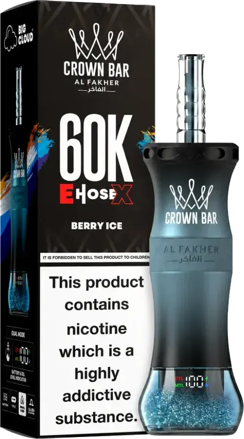 Puff rechargeable Al Fakher Crown Bar 60K E-Hose X, Berry Ice