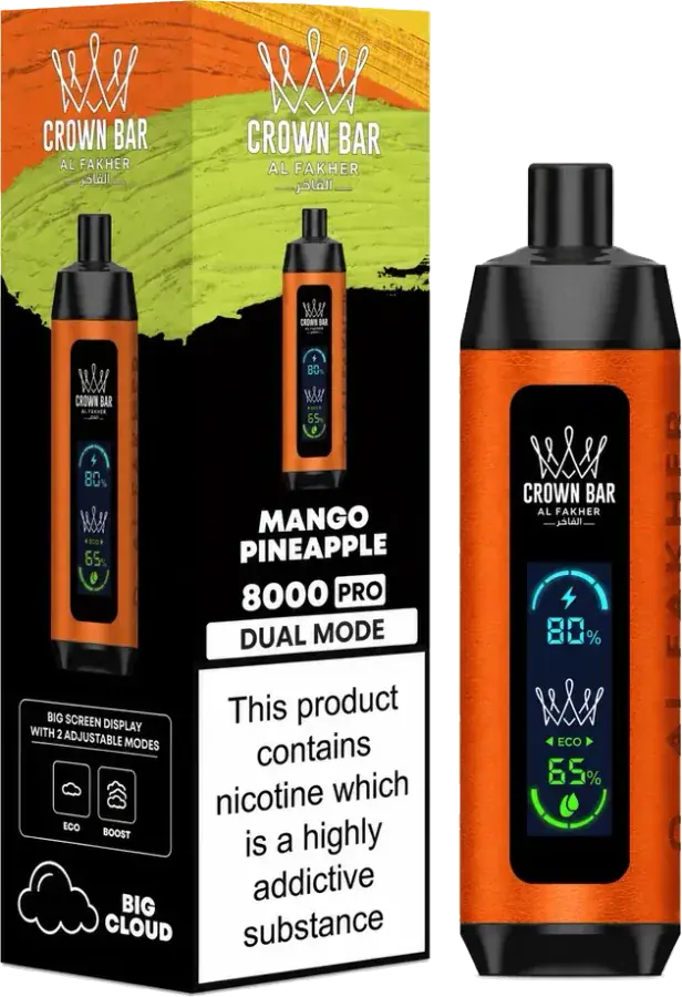 Puff rechargeable Al Fakher Crown Bar 8K Pro Mango Pineapple