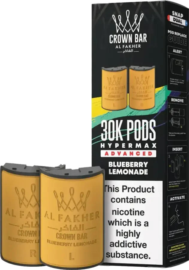 Cartouche de 2 ml Al Fakher Crown Bar 30K Hyper Max Advanced, Blueberry Lemonade
