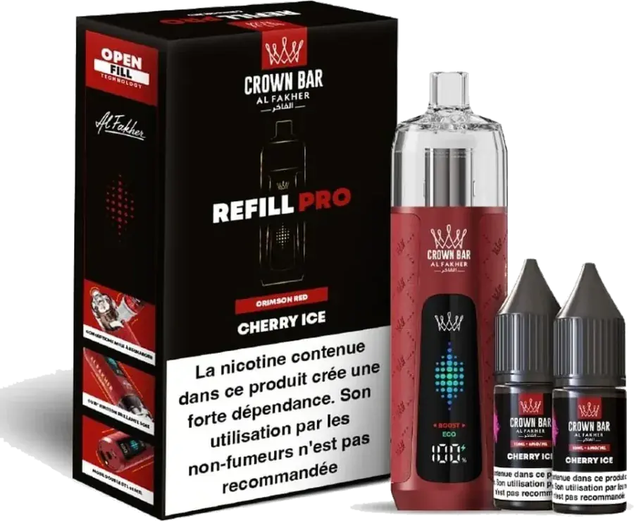 Kit rechargeable Al Fakher Crown Bar Refill Pro 30K Cherry Ice