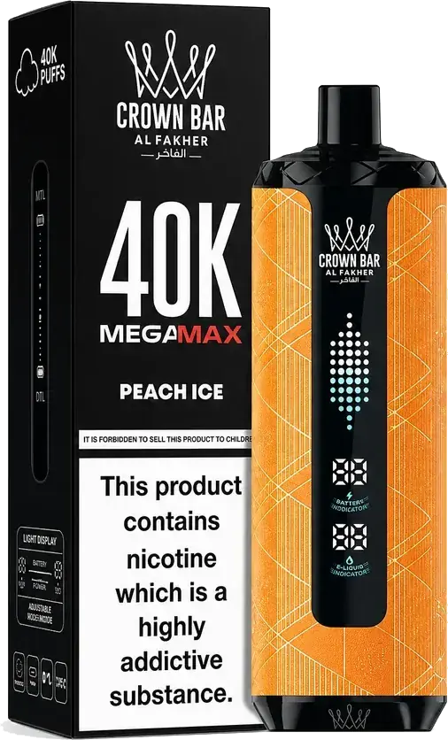 Puff rechargeable Al Fakher Crown Bar 40K Mega Max Peach Ice