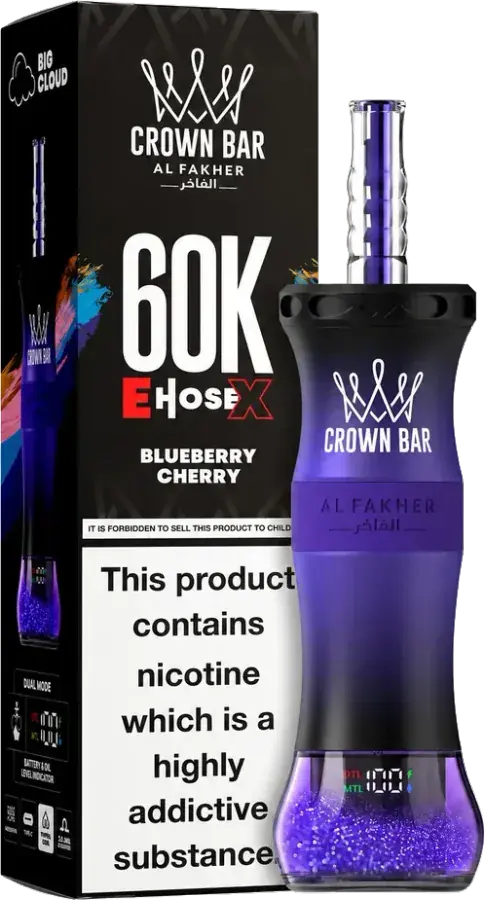 Puff rechargeable Al Fakher Crown Bar 60K E-Hose X, Blueberry Cherry