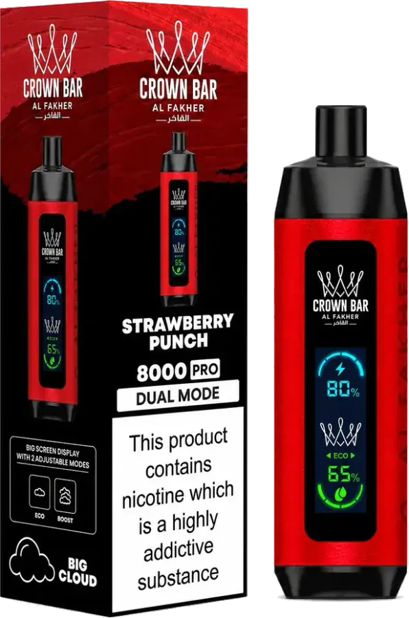 Puff rechargeable Al Fakher Crown Bar 8K Pro Strawberry Punch