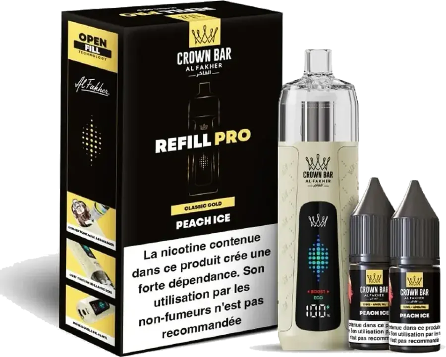 Kit rechargeable Al Fakher Crown Bar Refill Pro 30K Peach Ice, vue principale