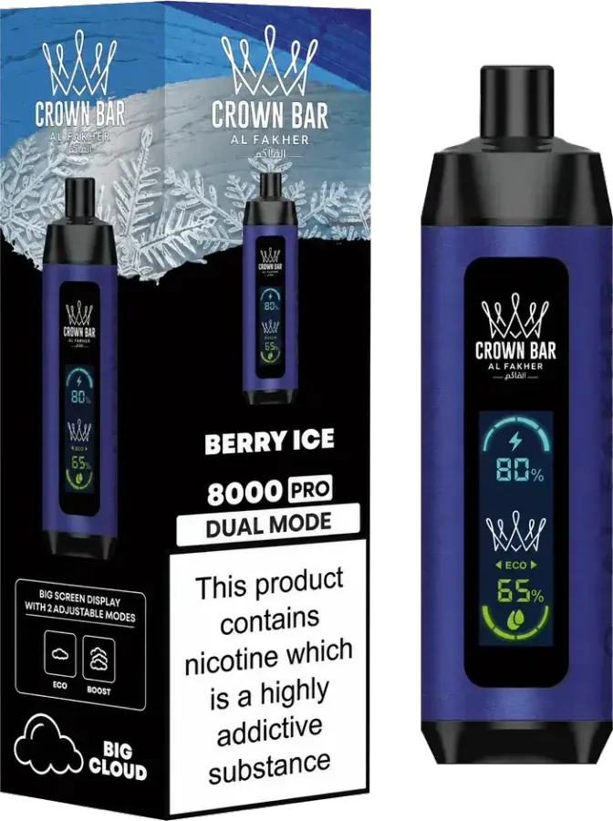 Puff rechargeable Al Fakher Crown Bar 8K Pro Berry Ice, vue principale