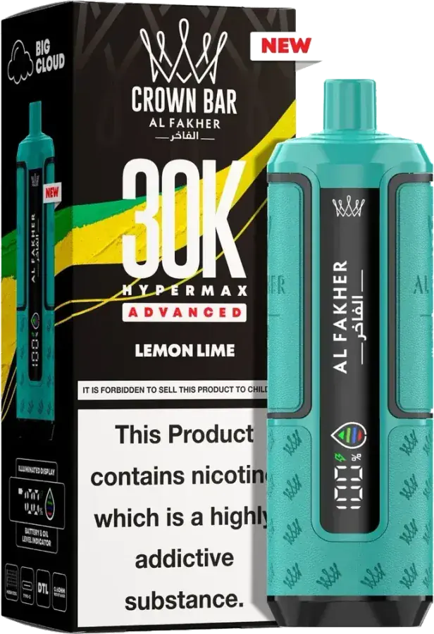 Puff rechargeable Al Fakher Crown Bar 30K Hyper Max Advanced, Lemon Lime