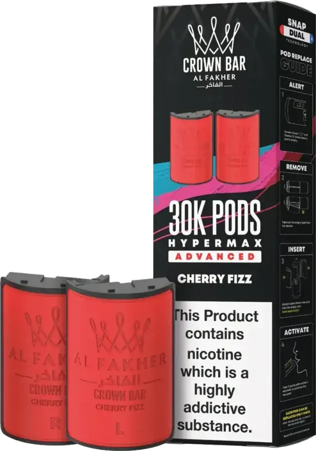 Cartouche de 2 ml Al Fakher Crown Bar 30K Hyper Max Advanced, Cherry Fizz