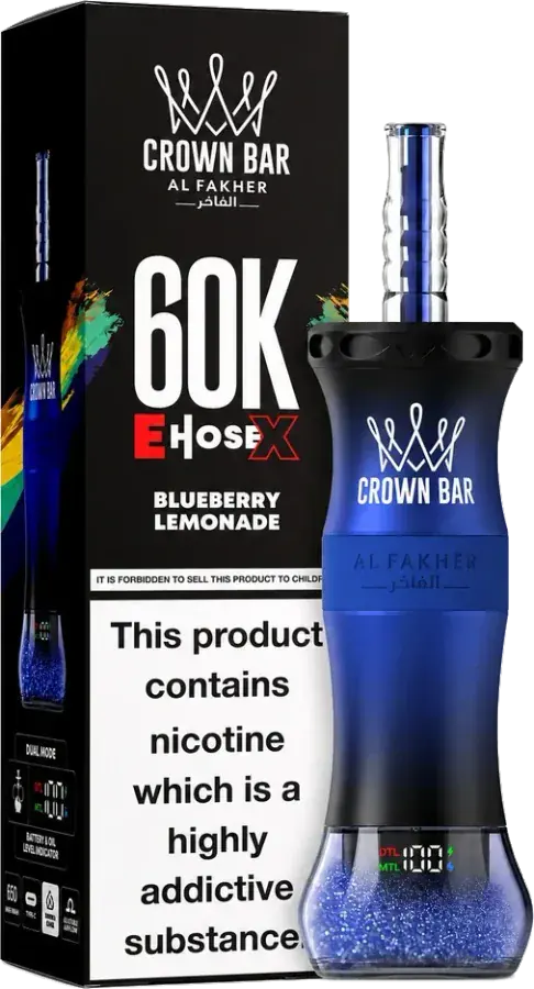 Puff rechargeable Al Fakher Crown Bar 60K E-Hose X, Blueberry Lemonade