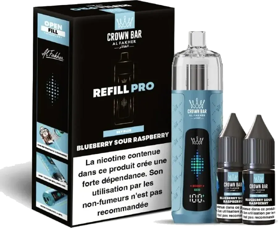Kit rechargeable Al Fakher Crown Bar Refill Pro 30K Blueberry Sour Raspberry