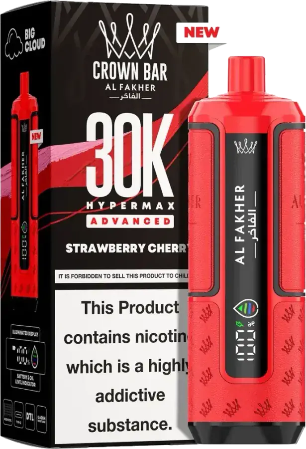 Puff rechargeable Al Fakher Crown Bar 30K Hyper Max Advanced, Strawberry Cherry