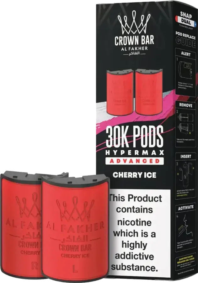 Cartouche de 2 ml Al Fakher Crown Bar 30K Hyper Max Advanced, Cherry Ice