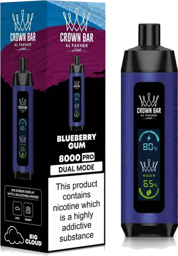 Puff rechargeable Al Fakher Crown Bar 8K Pro Blueberry Gum