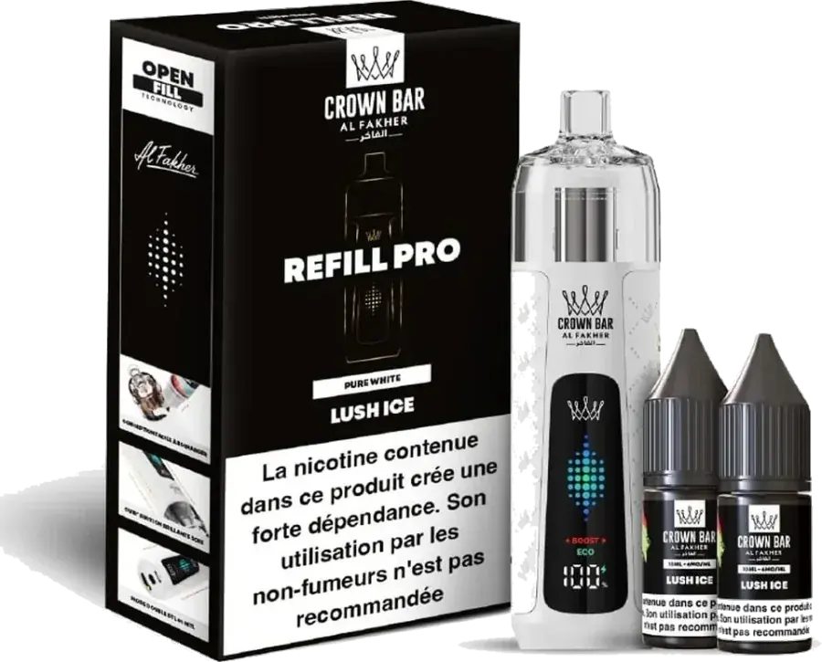 Kit rechargeable Al Fakher Crown Bar Refill Pro 30K Lush Ice