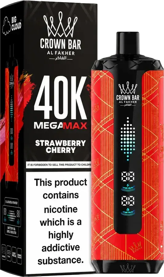 Puff rechargeable Al Fakher Crown Bar 40K Mega Max Strawberry Cherry