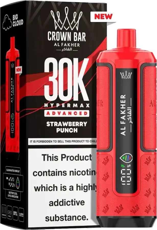 Puff rechargeable Al Fakher Crown Bar 30K Hyper Max Advanced, Strawberry Punch