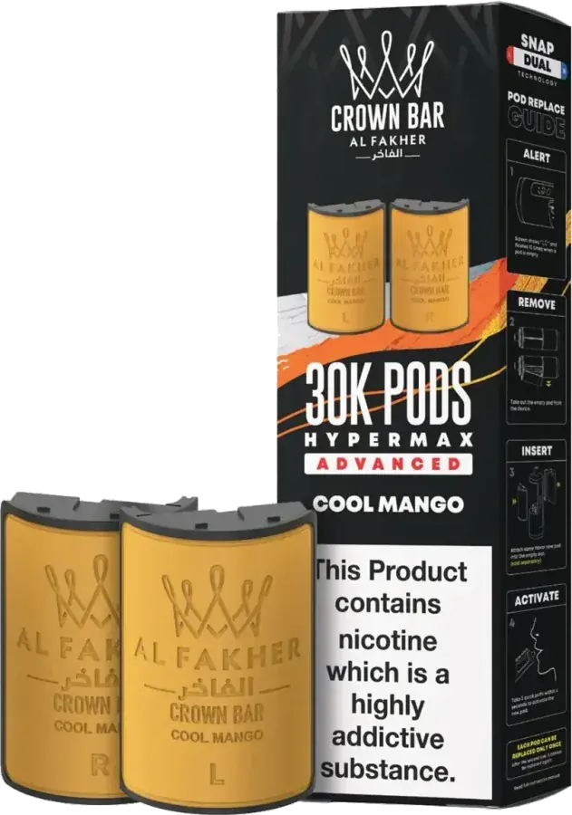 Cartouche de 2 ml Al Fakher Crown Bar 30K Hyper Max Advanced, Cool Mango