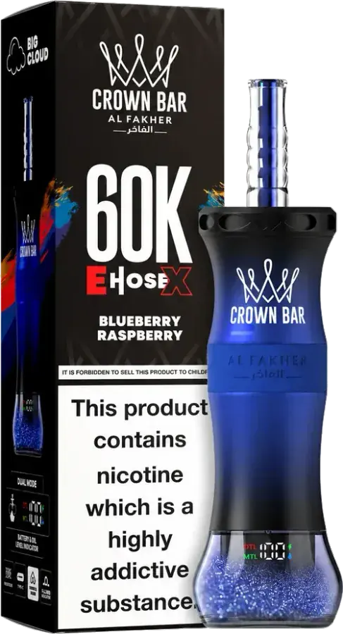 Puff rechargeable Al Fakher Crown Bar 60K E-Hose X, Blueberry Raspberry
