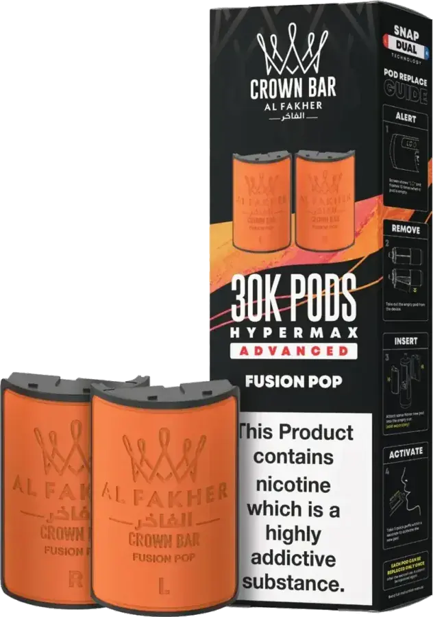 Cartouche de 2 ml Al Fakher Crown Bar 30K Hyper Max Advanced, Fusion Pop