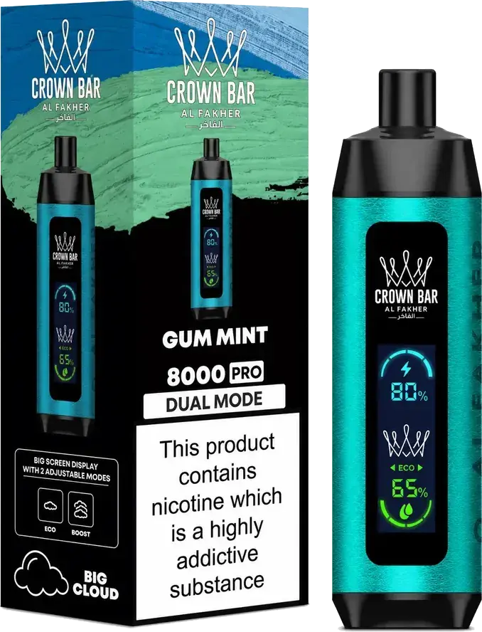 Puff rechargeable Al Fakher Crown Bar 8K Pro Gum Mint