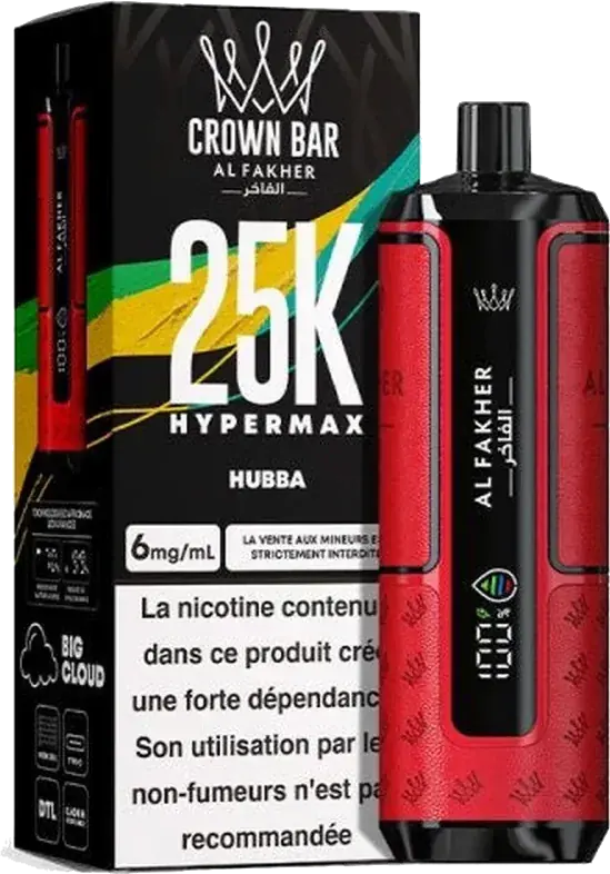 Puff rechargeable Al Fakher Crown Bar 25K Hyper Max, Hubba