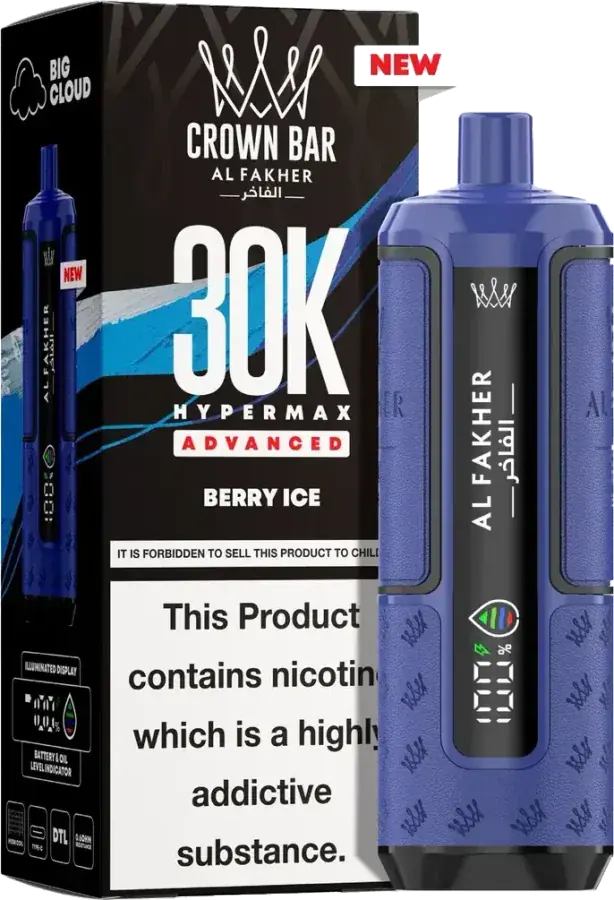 Puff rechargeable Al Fakher Crown Bar 30K Hyper Max Advanced, Berry Ice, vue principale