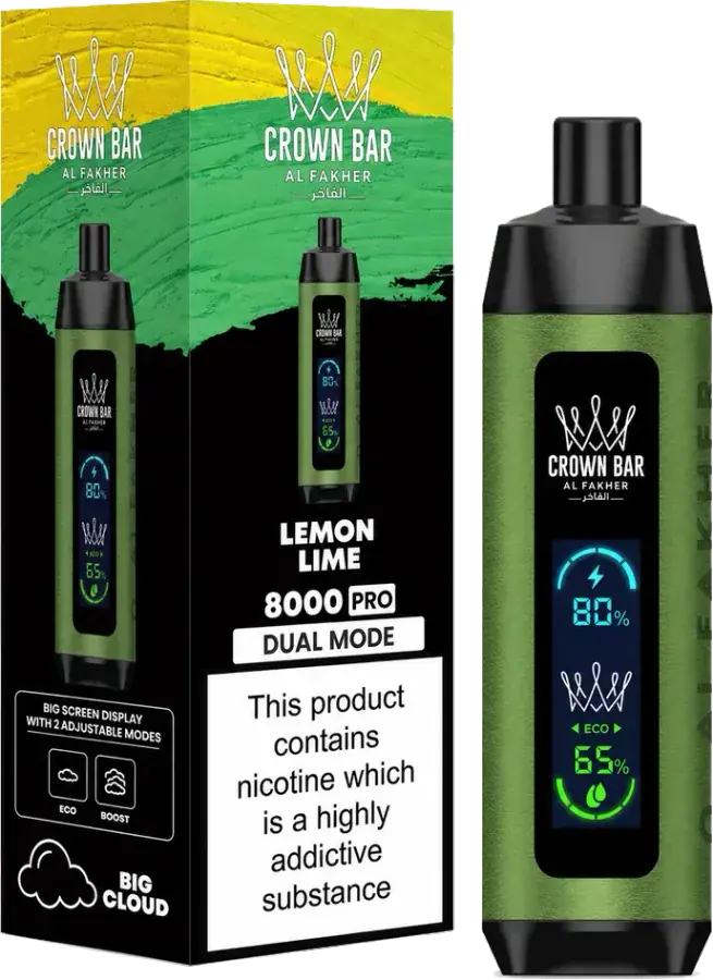 Puff rechargeable Al Fakher Crown Bar 8K Pro Lemon Lime