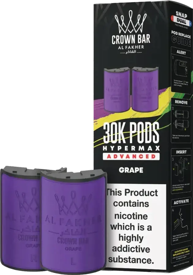 Cartouche de 2 ml Al Fakher Crown Bar 30K Hyper Max Advanced, Grape