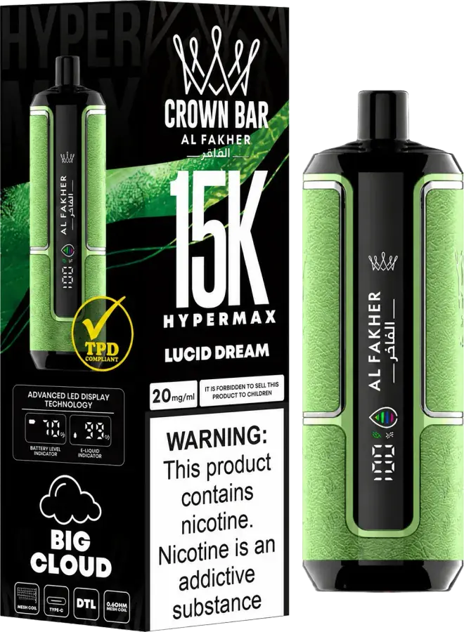 Puff rechargeable Al Fakher Crown Bar 15K Hyper Max, Lucid Dream