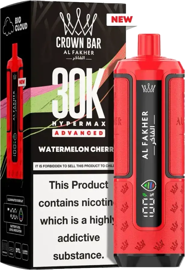 Puff rechargeable Al Fakher Crown Bar 30K Hyper Max Advanced, Watermelon Cherry, vue principale