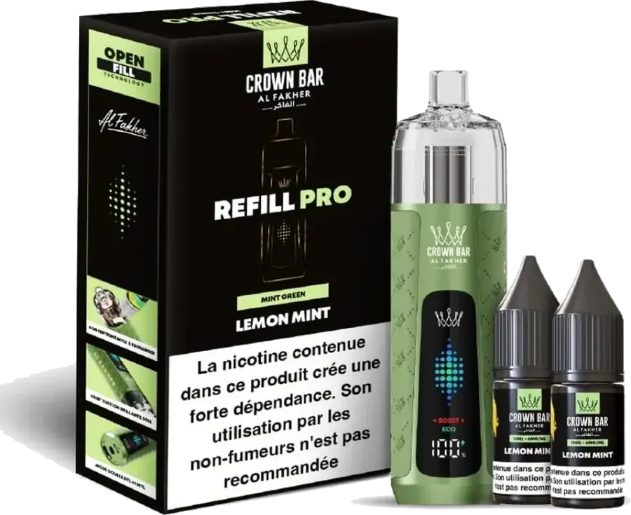 Kit rechargeable Al Fakher Crown Bar Refill Pro 30K Lemon Mint