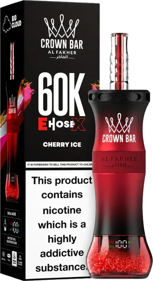 Puff rechargeable Al Fakher Crown Bar 60K E-Hose X, Cherry Ice