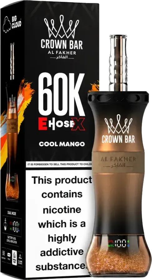 Puff rechargeable Al Fakher Crown Bar 60K E-Hose X, Cool Mango