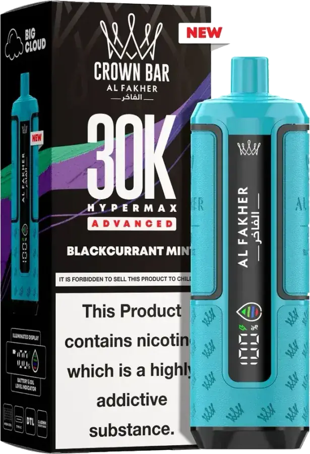 Puff rechargeable Al Fakher Crown Bar 30K Hyper Max Advanced, Blackcurrant Mint