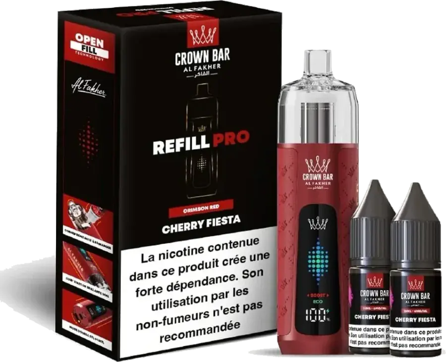 Kit rechargeable Al Fakher Crown Bar Refill Pro 30K Cherry Fiesta