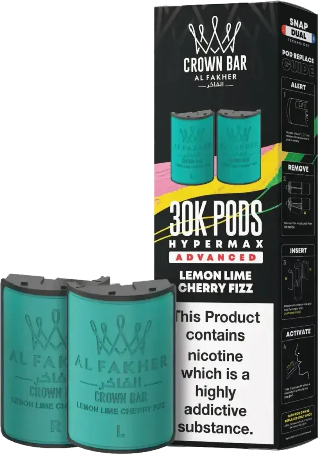 Cartouche de 2 ml Al Fakher Crown Bar 30K Hyper Max Advanced, Lemon Lime Cherry Fizz