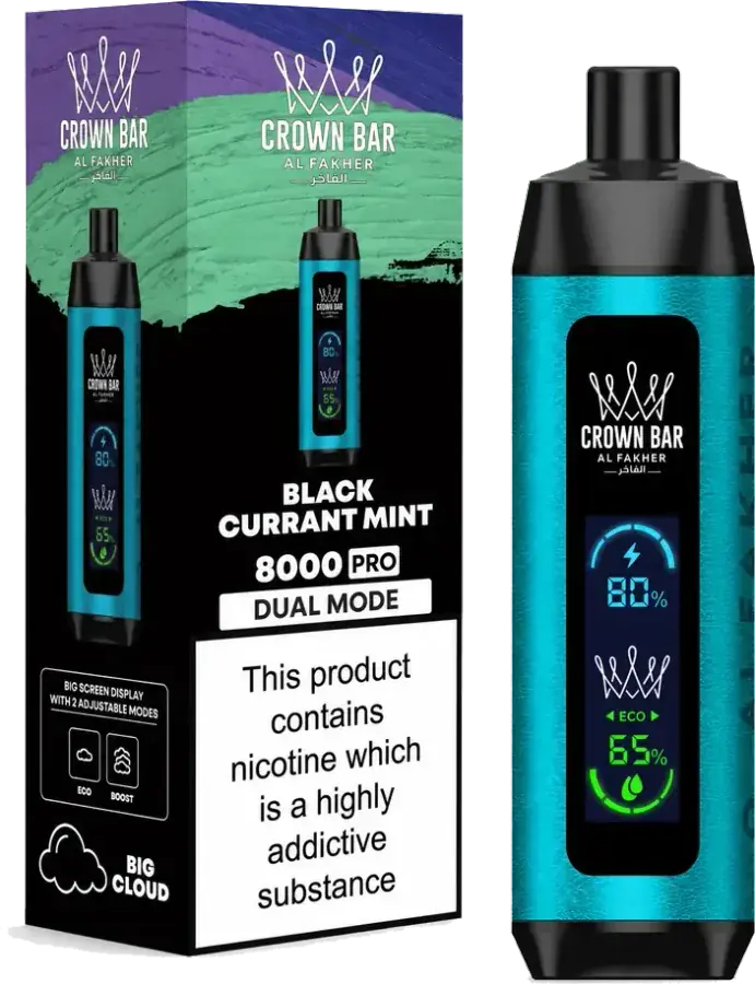 Puff rechargeable Al Fakher Crown Bar 8K Pro Black Currant Mint