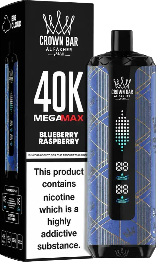 Puff rechargeable Al Fakher Crown Bar 40K Mega Max Blueberry Raspberry