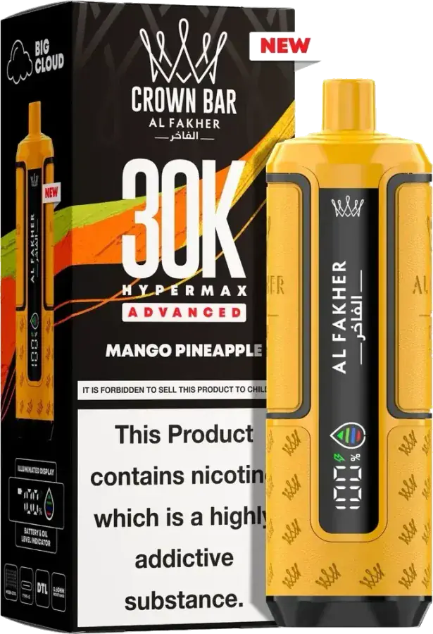 Puff rechargeable Al Fakher Crown Bar 30K Hyper Max Advanced, Mango Pineapple
