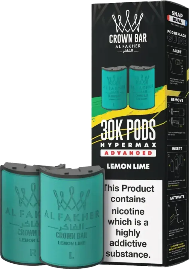 Cartouche de 2 ml Al Fakher Crown Bar 30K Hyper Max Advanced, Lemon Lime