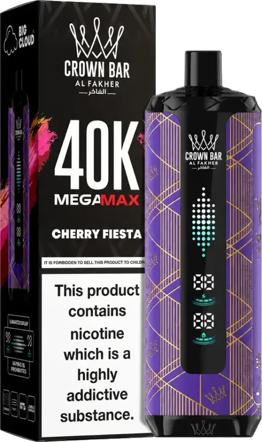 Puff rechargeable Al Fakher Crown Bar 40K Mega Max Cherry Fiesta