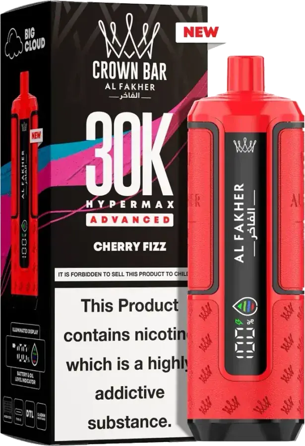 Puff rechargeable Al Fakher Crown Bar 30K Hyper Max Advanced, Cherry Fizz