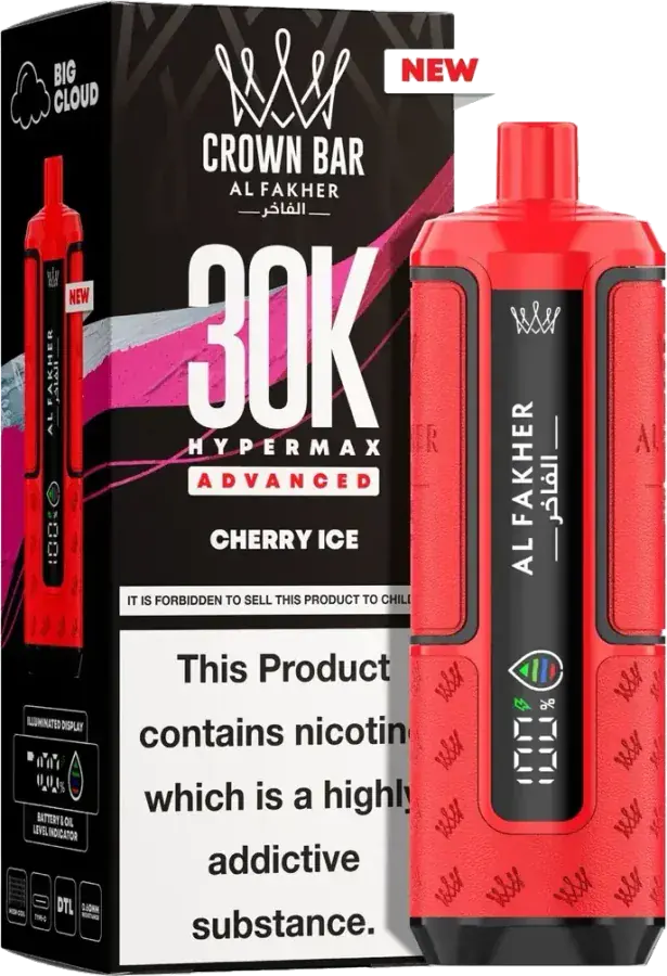 Puff rechargeable Al Fakher Crown Bar 30K Hyper Max Advanced, Cherry Ice, vue principale