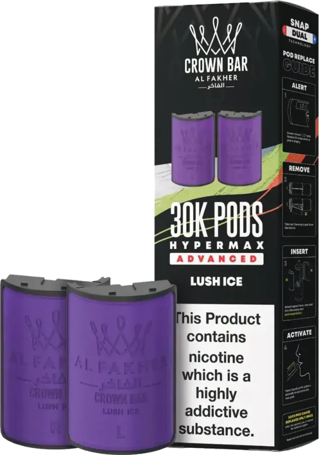 Cartouche de 2 ml Al Fakher Crown Bar 30K Hyper Max Advanced, Lush Ice