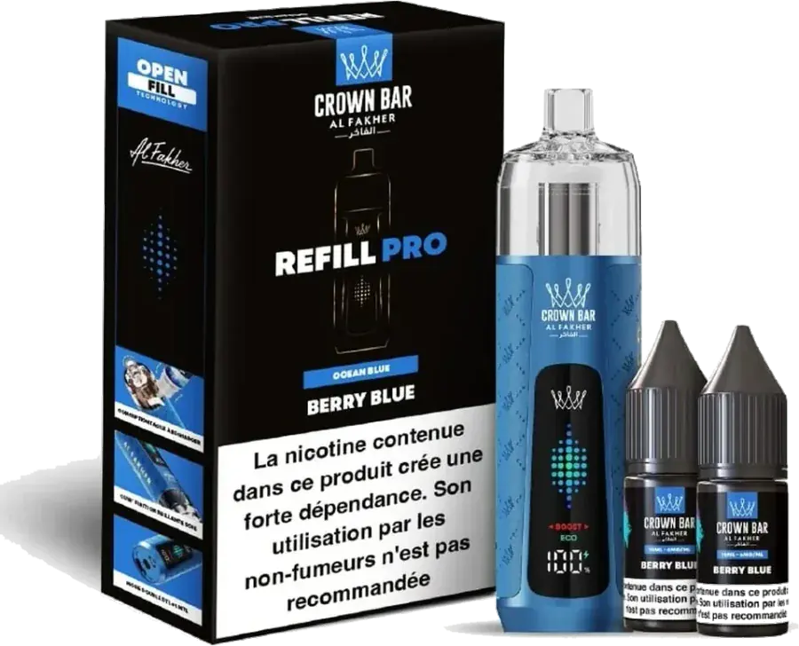 Kit rechargeable Al Fakher Crown Bar Refill Pro 30K Berry Blue