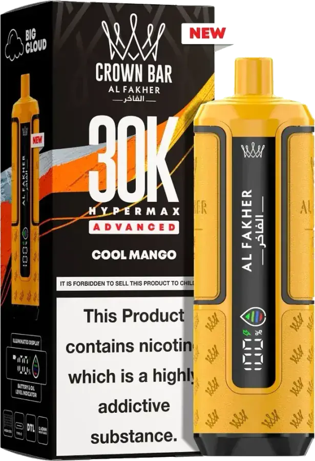 Puff rechargeable Al Fakher Crown Bar 30K Hyper Max Advanced, Cool Mango