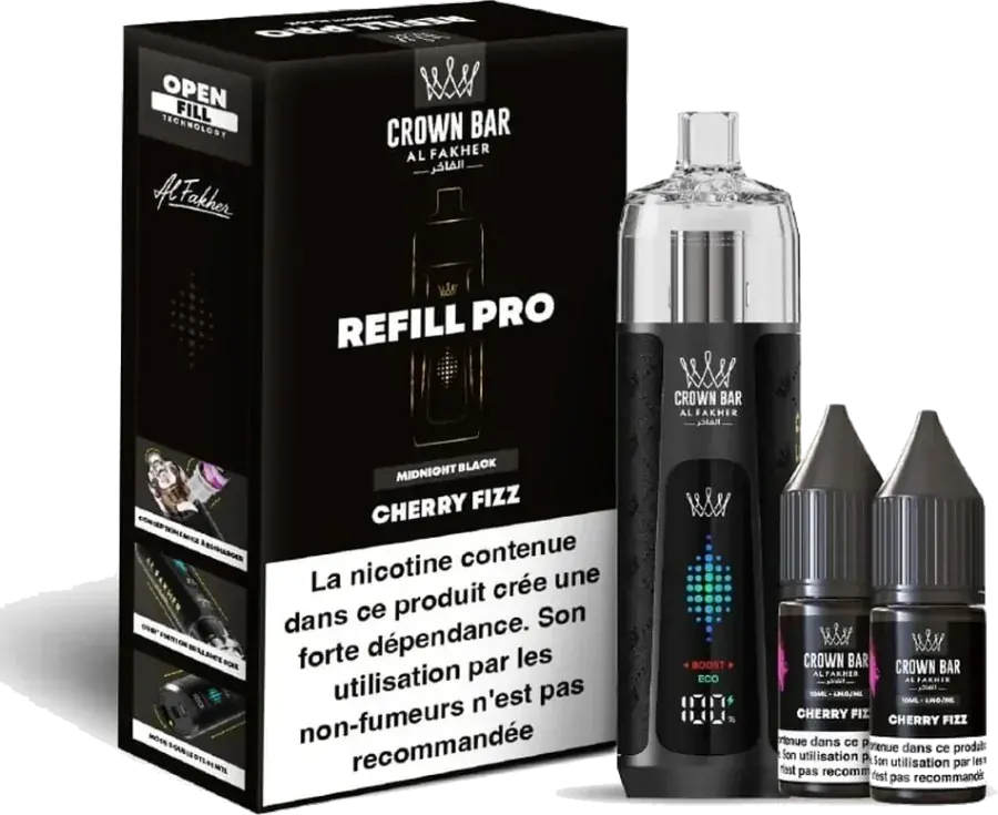 Kit rechargeable Al Fakher Crown Bar Refill Pro 30K Cherry Fizz, vue principale