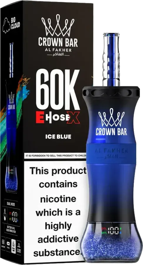 Puff rechargeable Al Fakher Crown Bar 60K E-Hose X, Ice Blue