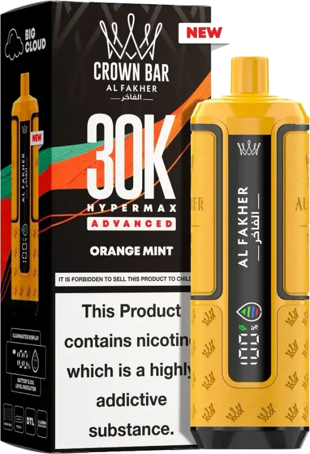 Puff rechargeable Al Fakher Crown Bar 30K Hyper Max Advanced, Orange Mint, vue principale