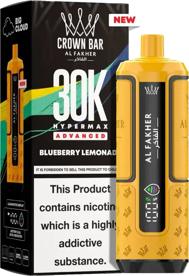 Puff rechargeable Al Fakher Crown Bar 30K Hyper Max Advanced, Blueberry Lemonade
